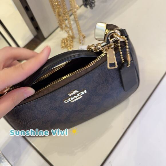 NWT Coach Teri Mini Crossbody Bag Signature Canvas CW323 Gold/Walnut/Black - Picture 5 of 9